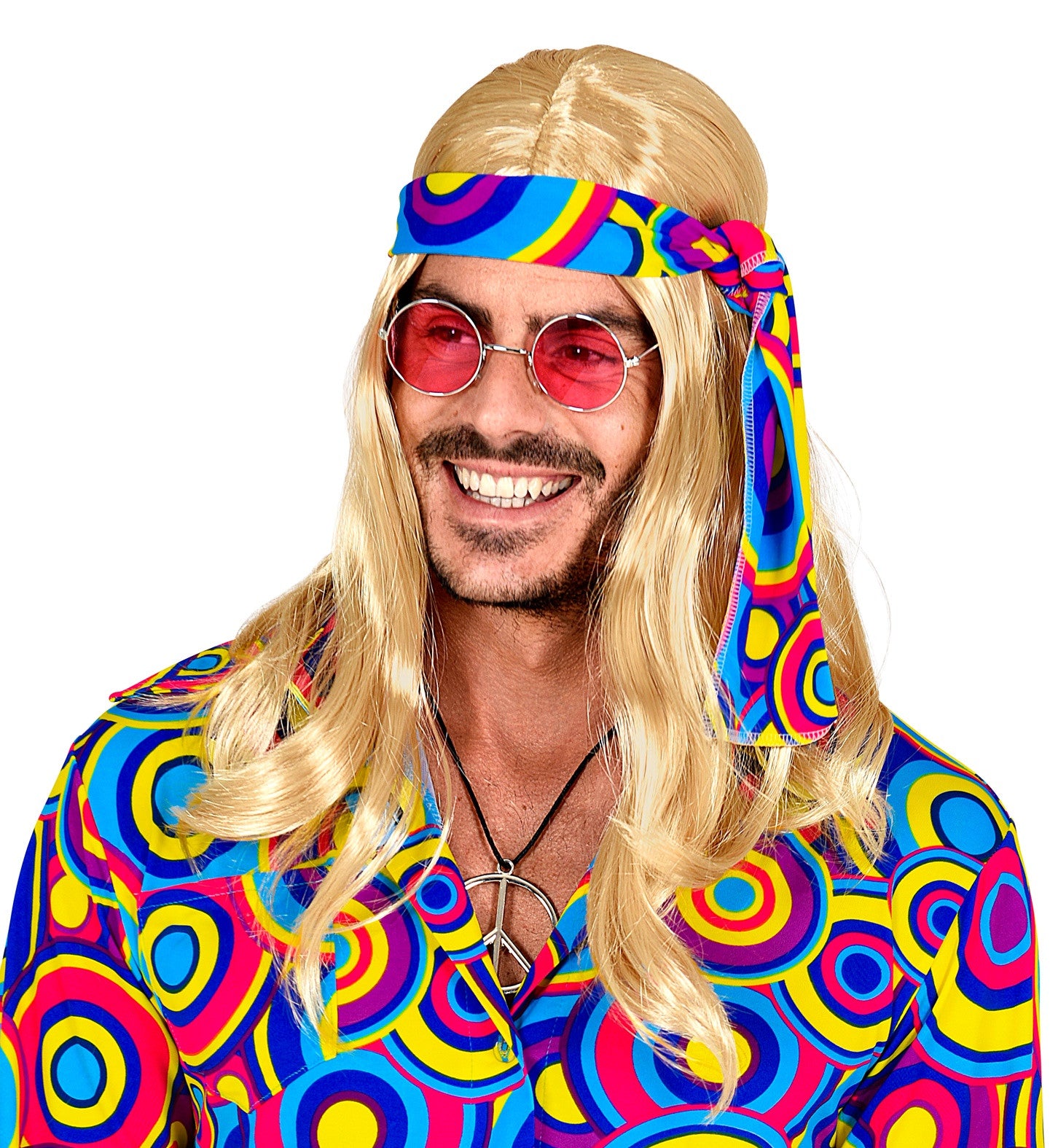 Peluca Rubia Larga con Bandana Disco Años 70 Pelucas Rubias Widmann