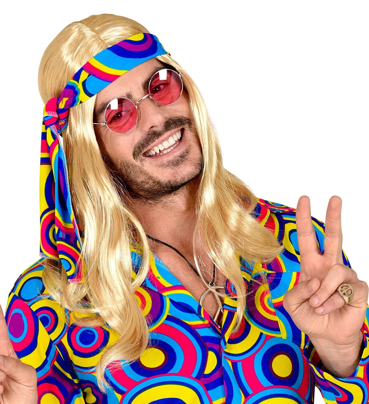 Peluca Rubia Larga con Bandana Disco Años 70 Pelucas Rubias Widmann