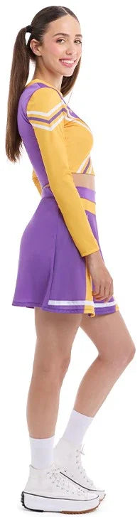 Disfraz de Cheerleader Púrpura y Amarillo para Mujer Animadoras Partilandia