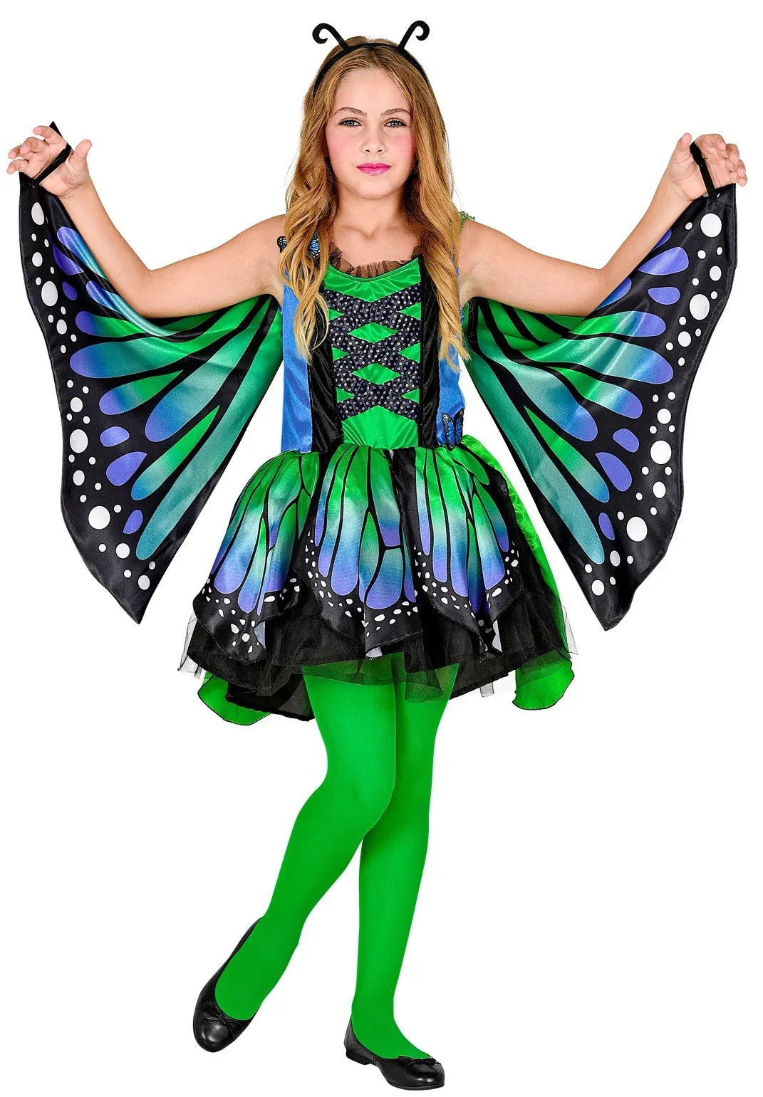 Disfraz de Mariposa con Alas Verde y Azul para Niña Mariposa Widmann
