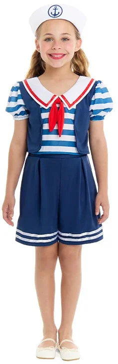 Disfraz de Marinera Navegante Azul para Niña Marineros Infantiles Partilandia