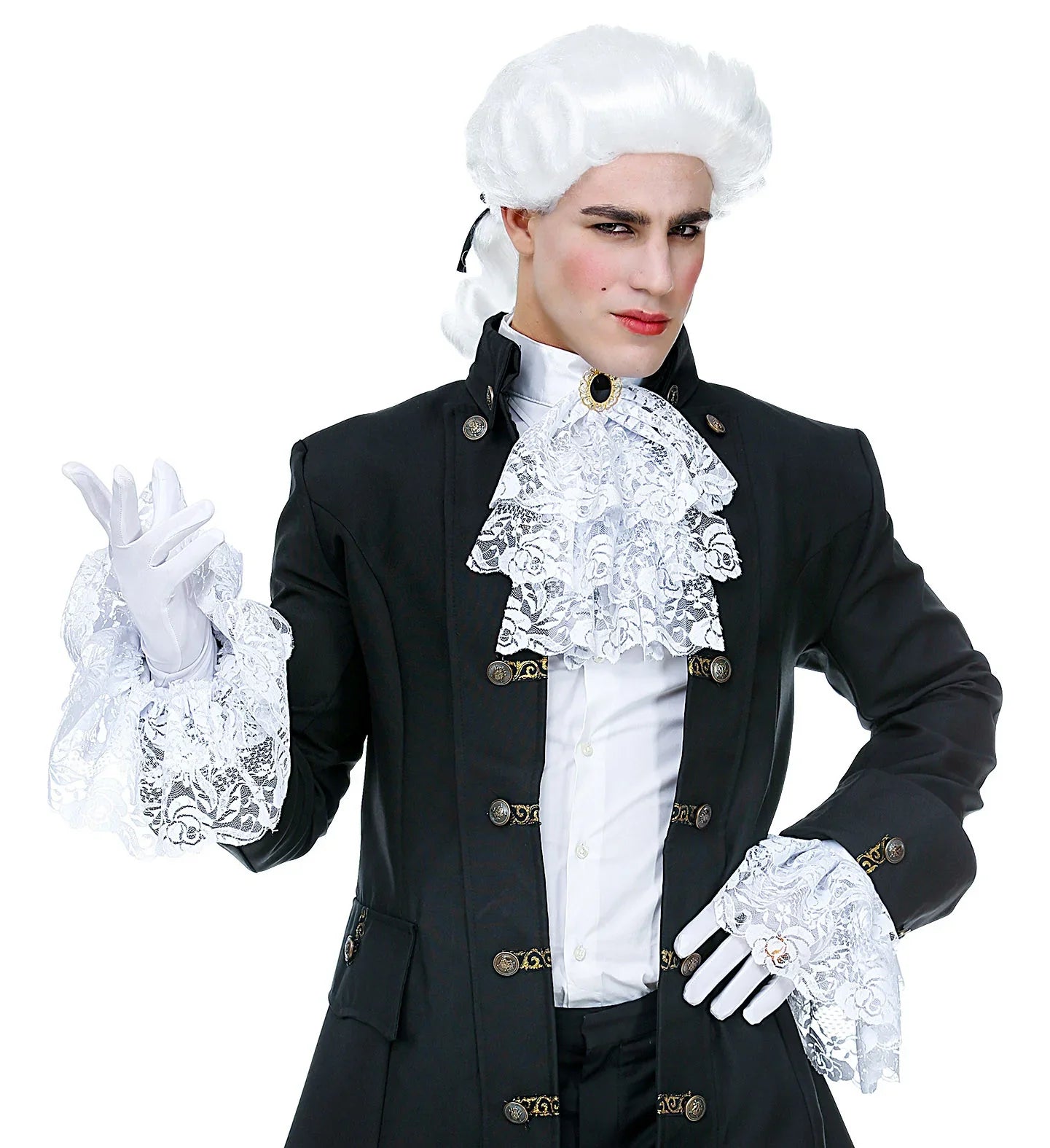 Cuello con Chorrera y Gema y Muñequeras de Encaje Complementos Venecianos y de Época Widmann