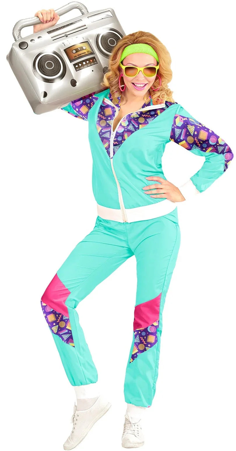 Disfraz Chándal de Táctel Azul 80's para Adulto Años 60, 70 y 80 Widmann