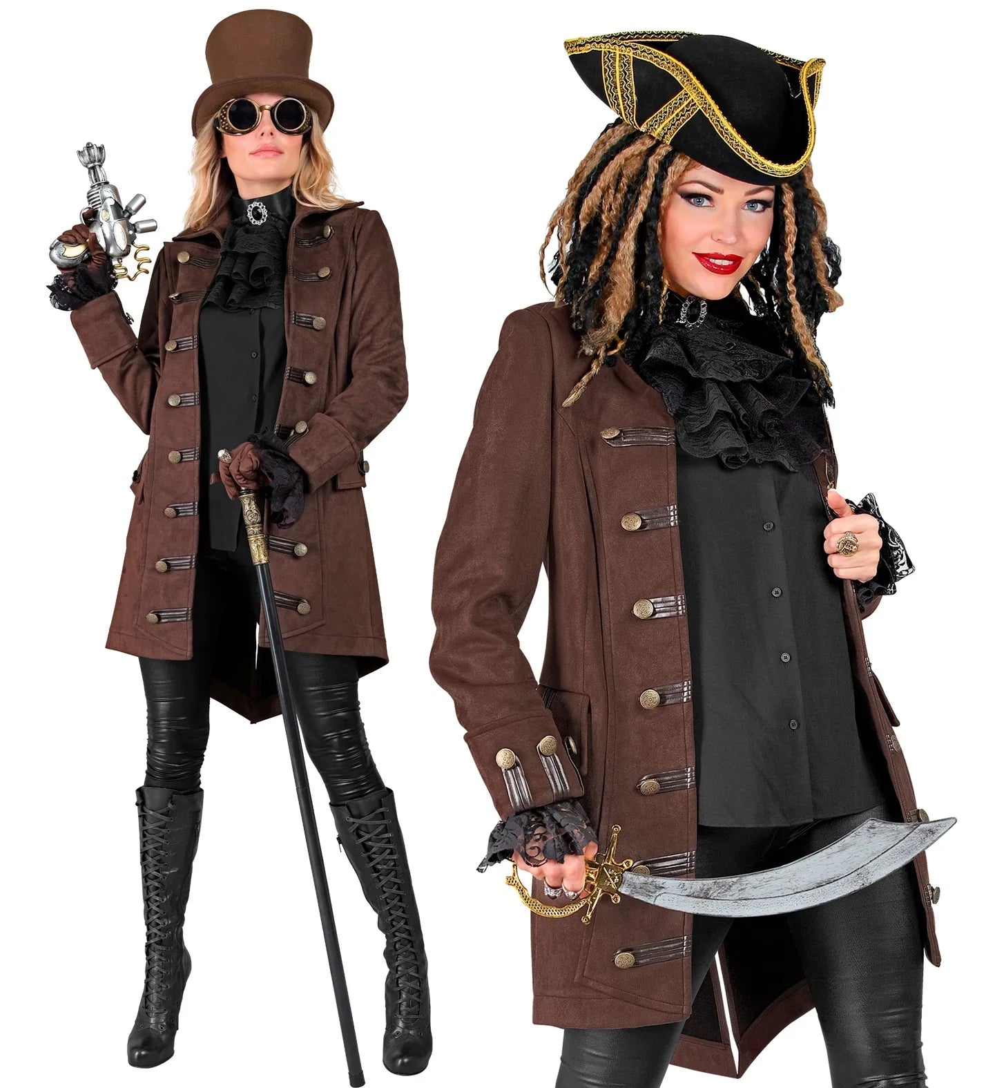 Chaqueta Steampunk o Pirata Marrón Larga para Mujer Chaquetas y Fracs Widmann