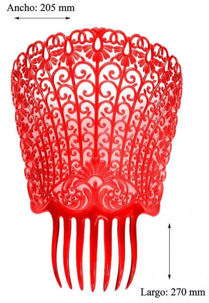 Peineta de Flamenca Roja Grande Complementos Sevillanas, Cordobeses y Toreros Fycar Complementos