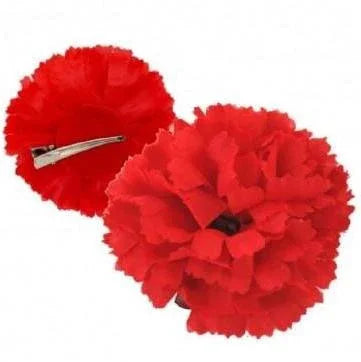 Clavel Rojo con Clip para el Pelo Flores Kimokawaii