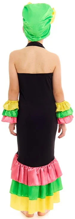 Disfraz de Rumbera Negro para Niña Rumberos y Caribeños Partilandia