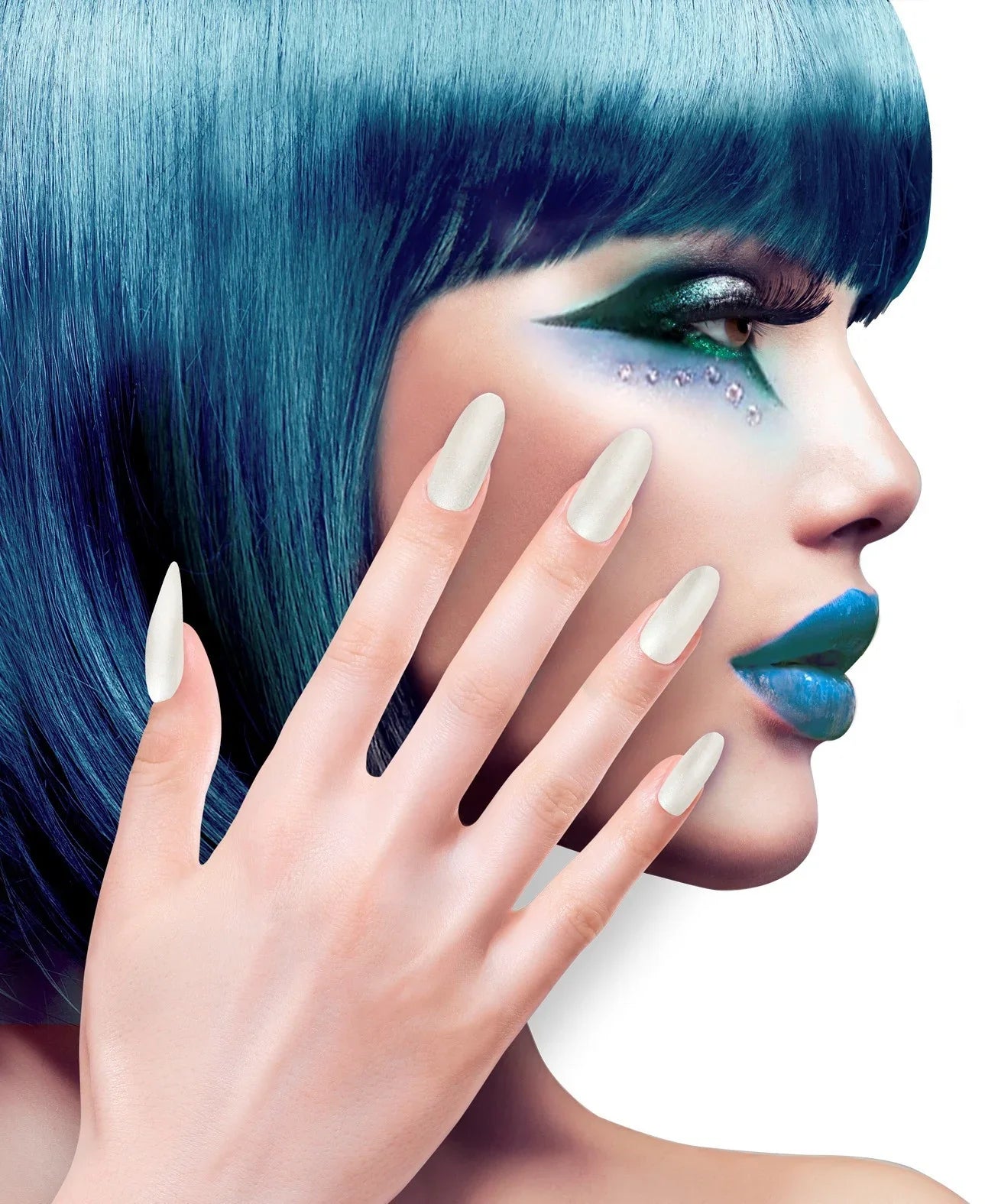 Uñas Postizas Blancas Iridiscentes Autoadhesivas Uñas Postizas Widmann