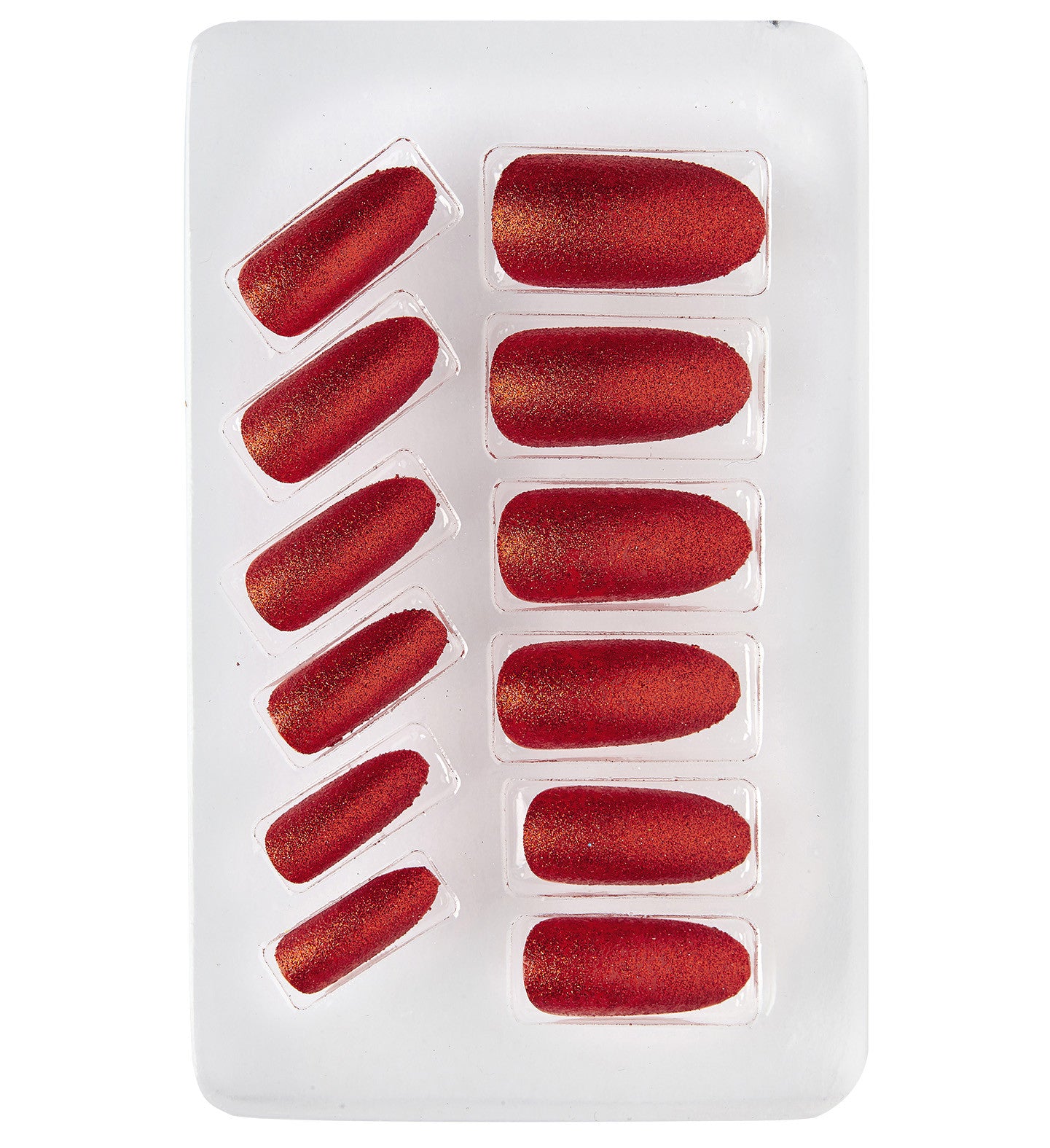 Uñas Postizas Rojas Autoadhesivas con Purpurina Uñas Postizas Widmann