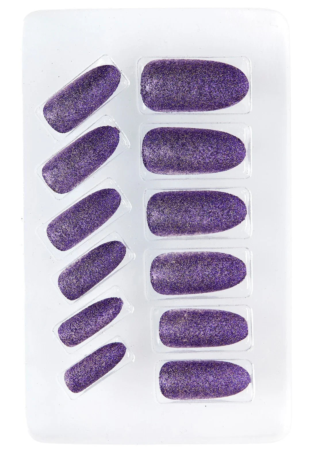 Uñas Postizas Moradas Autoadhesivas con Purpurina Uñas Postizas Widmann