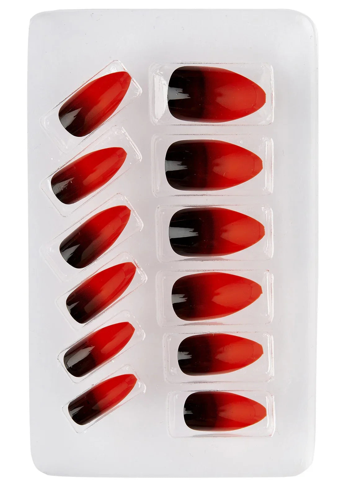 Uñas Postizas Negras con Degradado Rojo con Punta Uñas Postizas Widmann