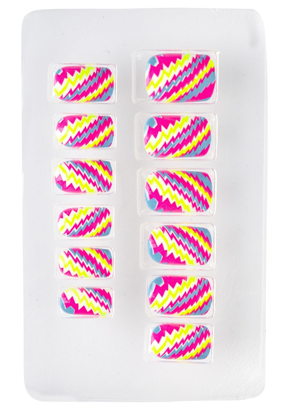 Uñas Postizas con Rayas en Zip Zap de Colores Neón Uñas Postizas Widmann