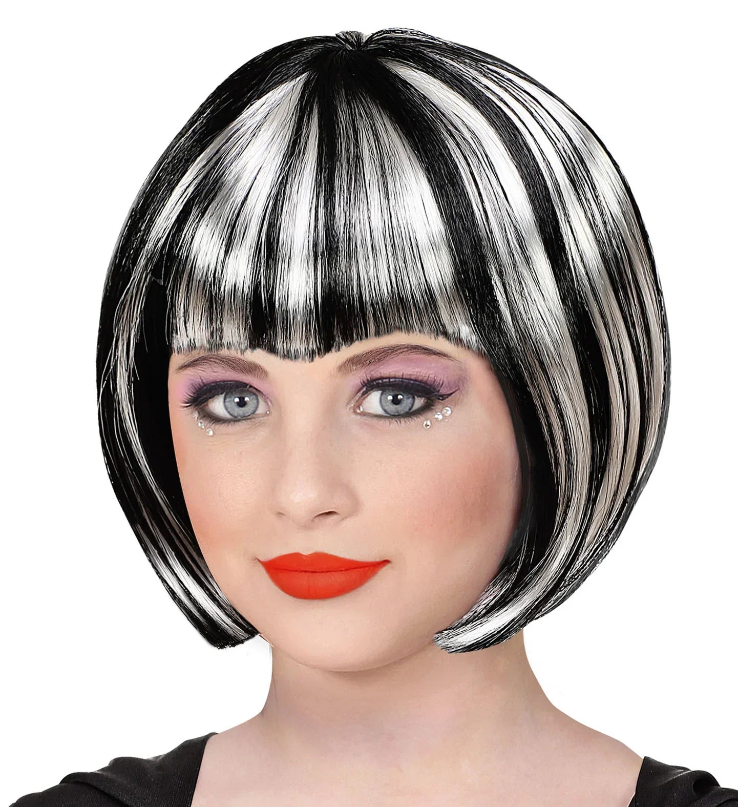 Peluca de Vampiresa Infantil Morena con Mechas Blancas Pelucas Infantiles Widmann