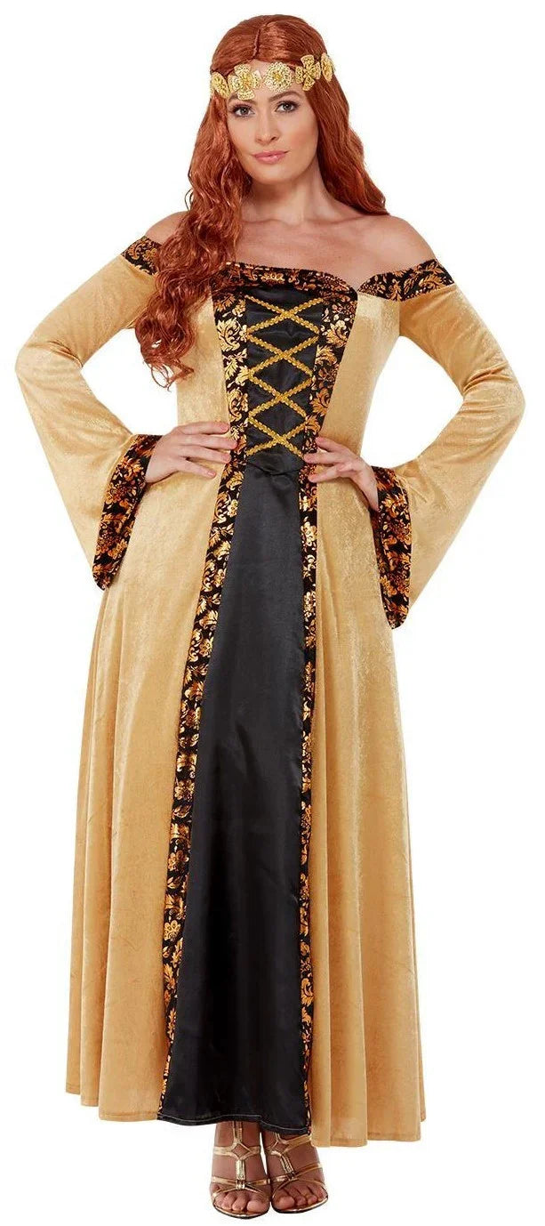 Disfraz de Condesa Medieval Dorada para Mujer Princesas y Damas Medievales Smiffys