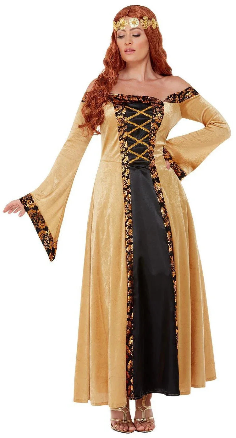 Disfraz de Condesa Medieval Dorada para Mujer Princesas y Damas Medievales Smiffys