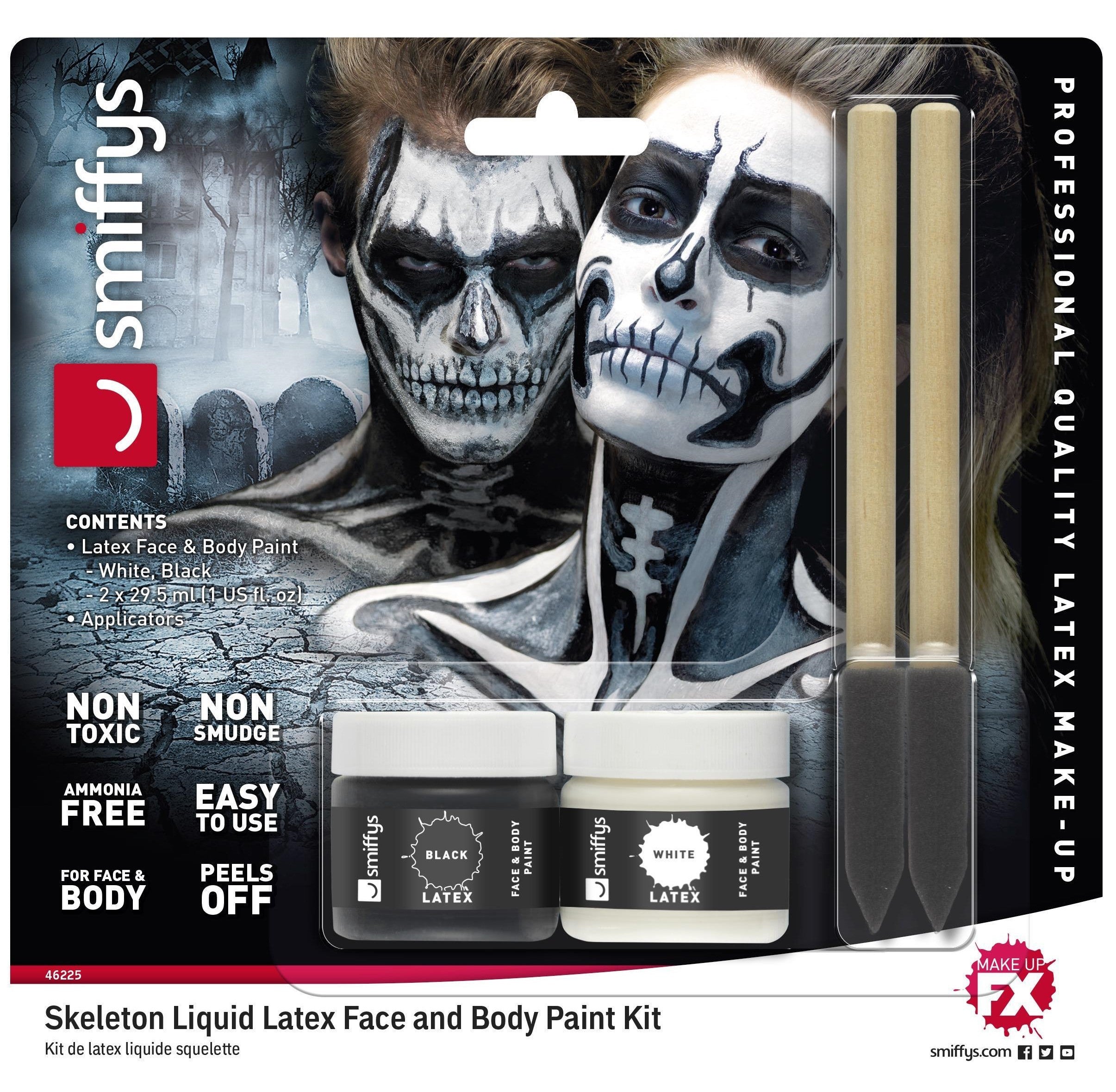 Kit de Maquillaje de Esqueleto con Látex Líquido Kits de Maquillaje Smiffys