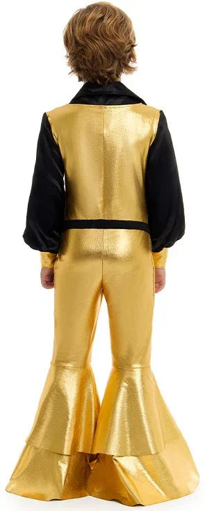 Disfraz Disco Años 70 Dorado y Negro para Niño Disco Infantiles Partilandia