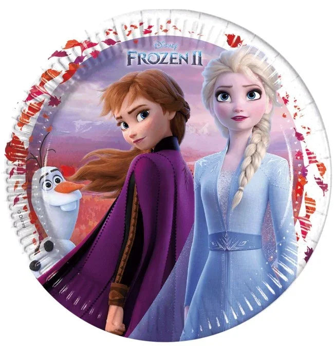 Pack de 8 Platos de Elsa y Anna de Frozen 2 Decoración y Menaje de Dibujos Animados Liragram