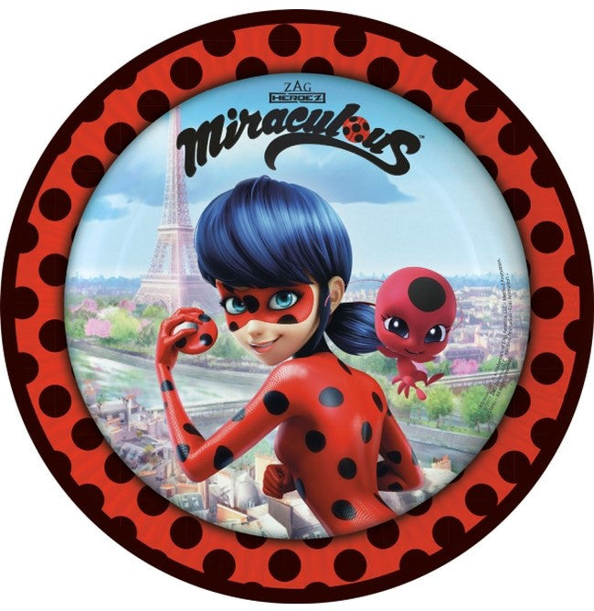 Pack de 8 Platos de Ladybug de 23cm Decoración y Menaje Superhéroes Liragram