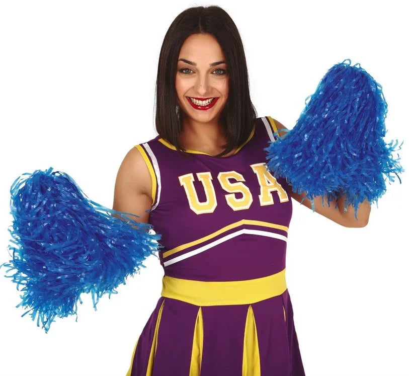 Pompones de Animadora en Colores Pompones Guirca Azul