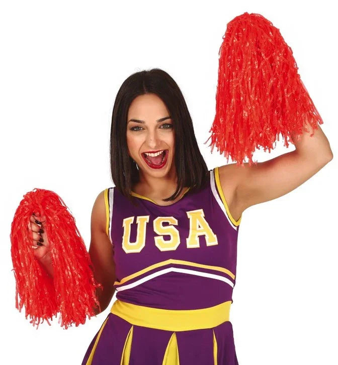 Pompones de Animadora en Colores Pompones Guirca Rojo