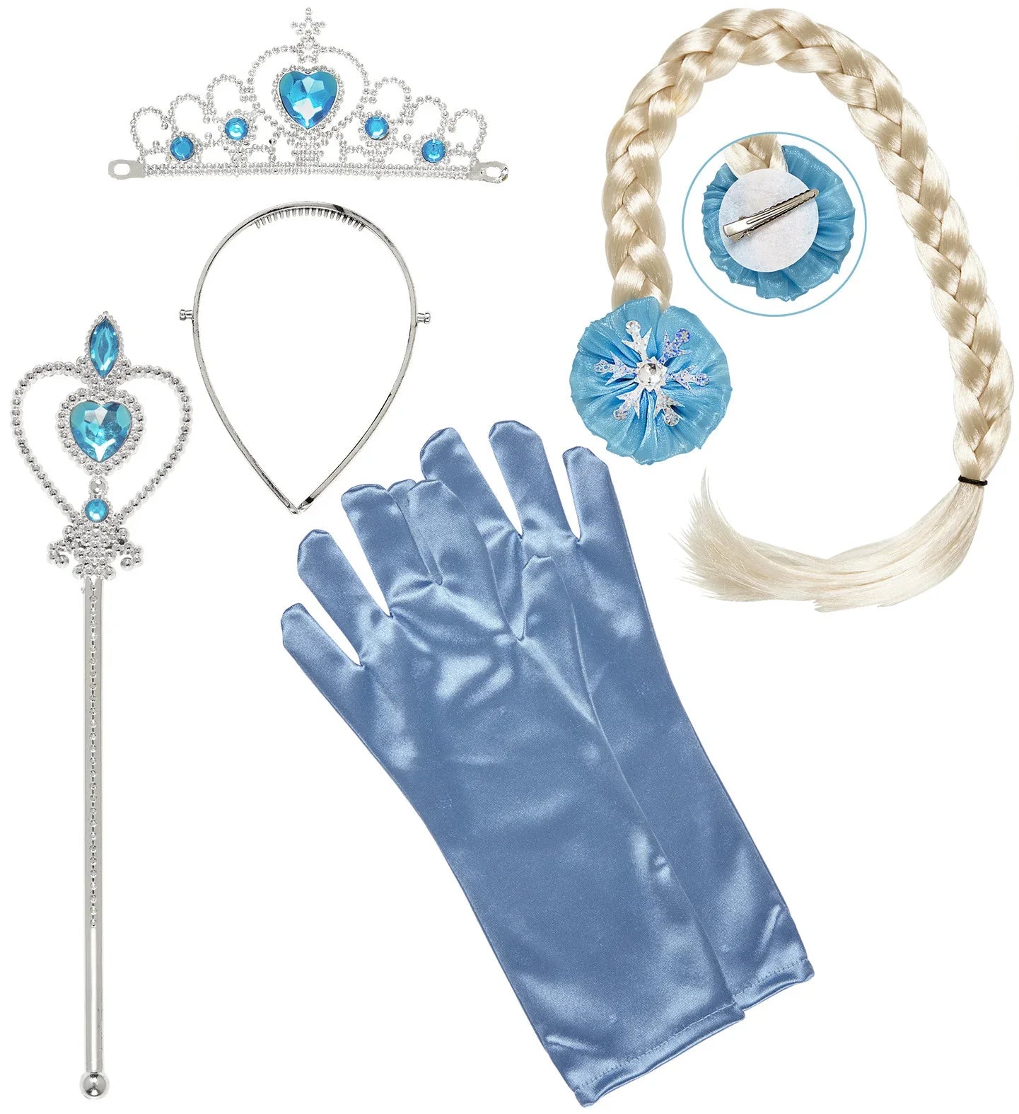 Kit de Princesa Frozen con Cetro, Tiara, Trenza y Guantes Frozen Widmann