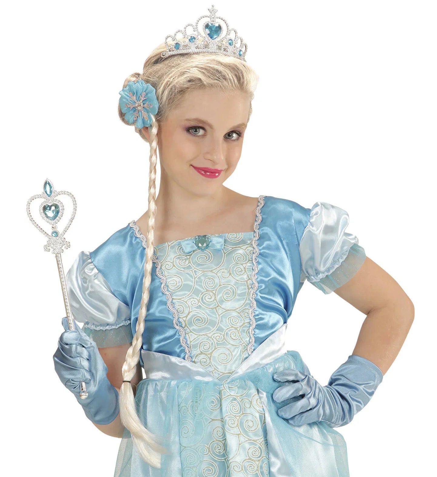 Kit de Princesa Frozen con Cetro, Tiara, Trenza y Guantes Frozen Widmann