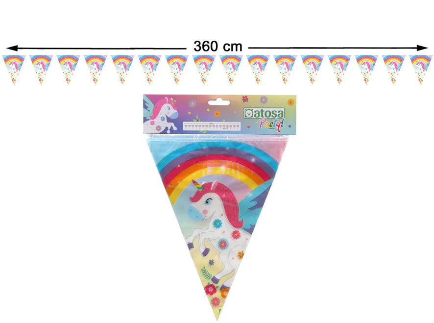 Guirnalda de Banderines de Unicornio de Cumpleaños Decoración y Menaje de Dibujos Animados Atosa
