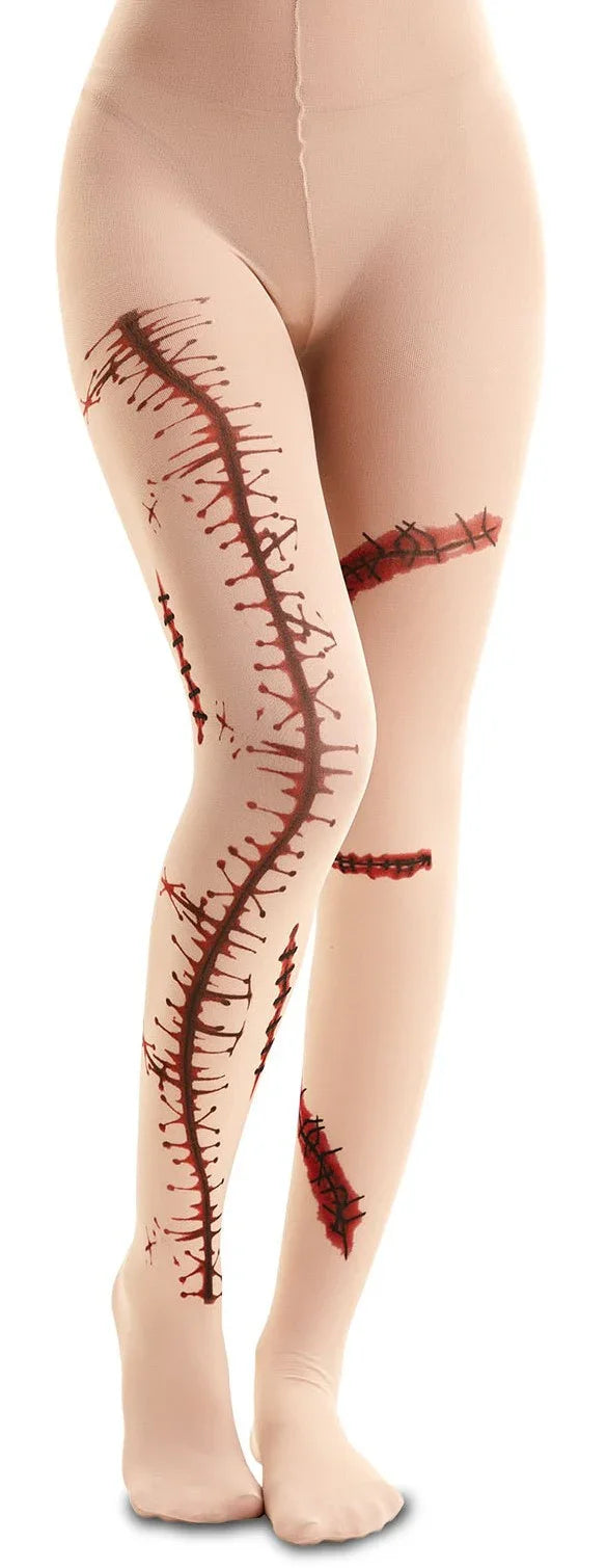 Pantys Color Carne con Heridas Sangrientas para Mujer Accesorios Halloween EuroCarnavales
