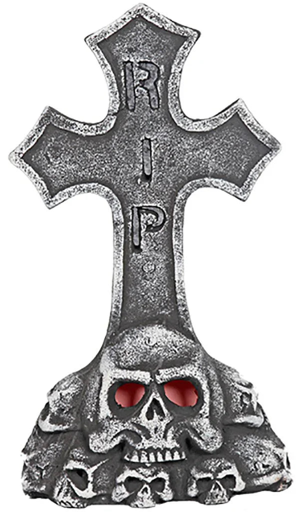 Lápida en Forma de Cruz con Calavera con Luz Lápidas EuroCarnavales