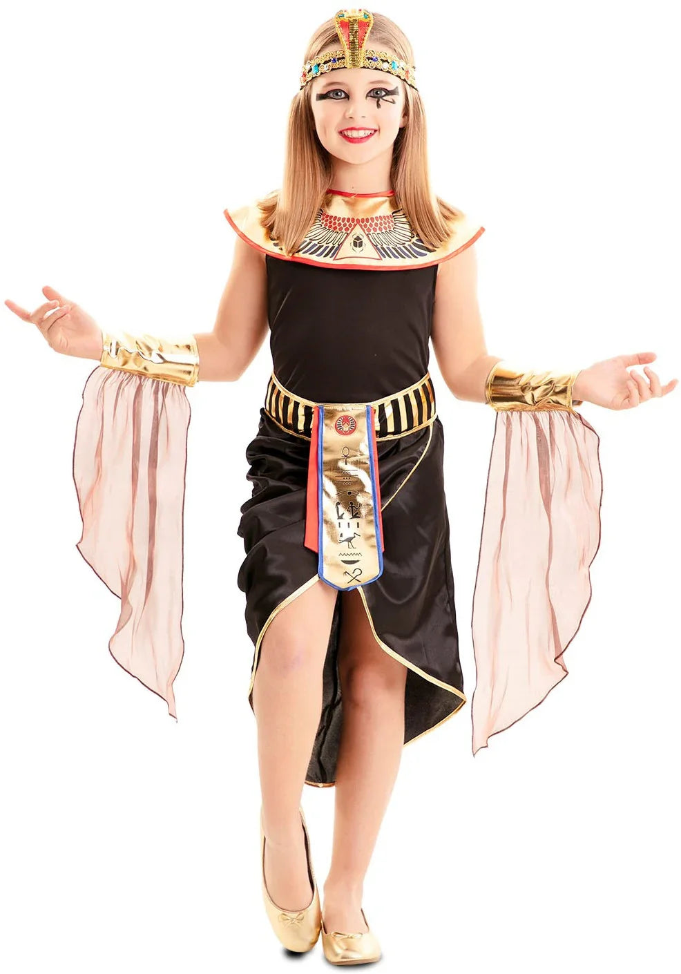 Disfraz de Faraona Egipcia Negro para Niña Egipcios Infantiles EuroCarnavales