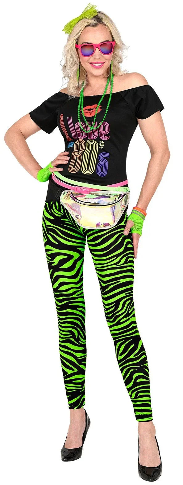 Leggings con Estampado de Tigre Verde Neón Fluorescente Leggings Widmann