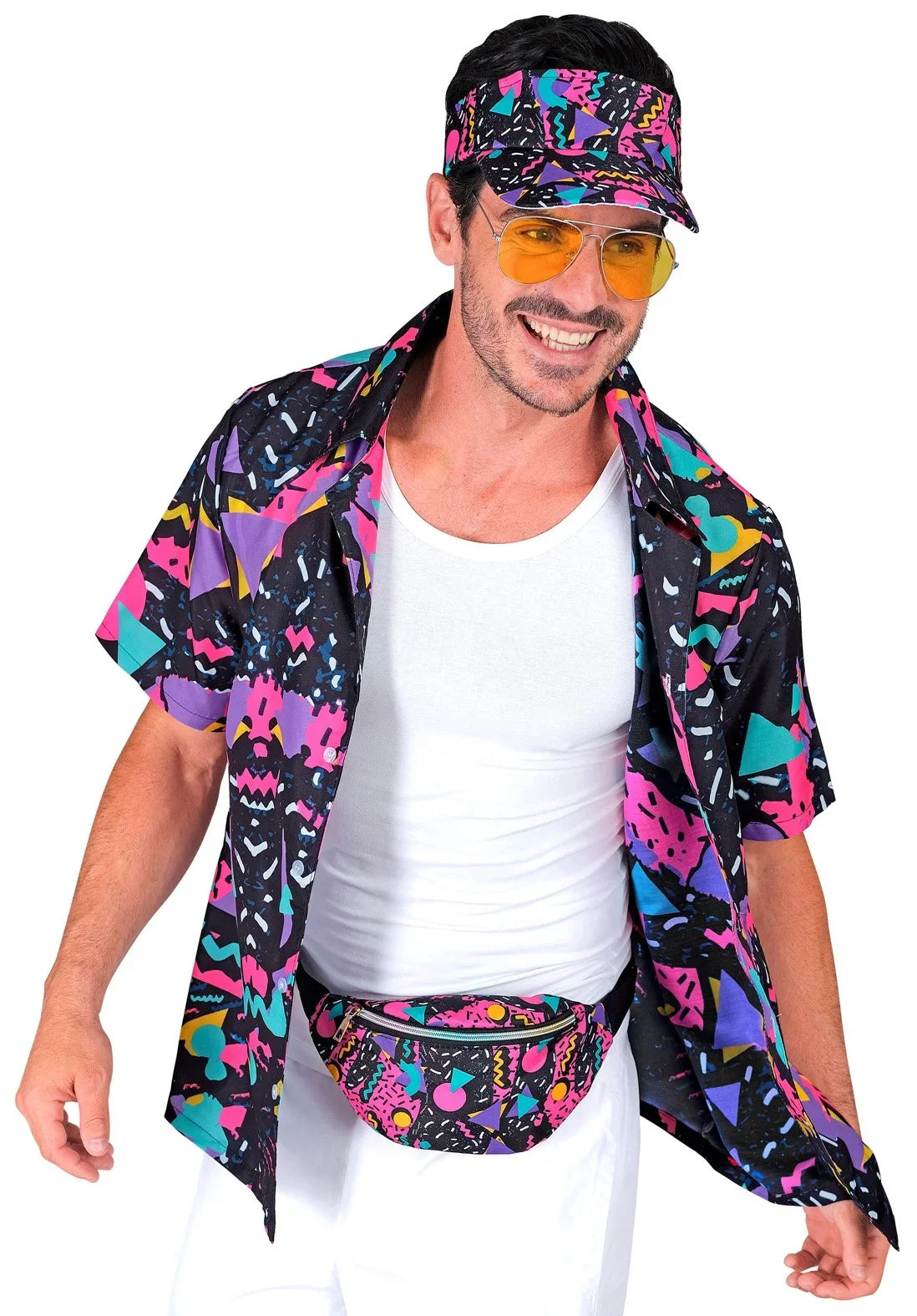 Camisa Funky Años 80 Negra para Adulto Años 80 Widmann