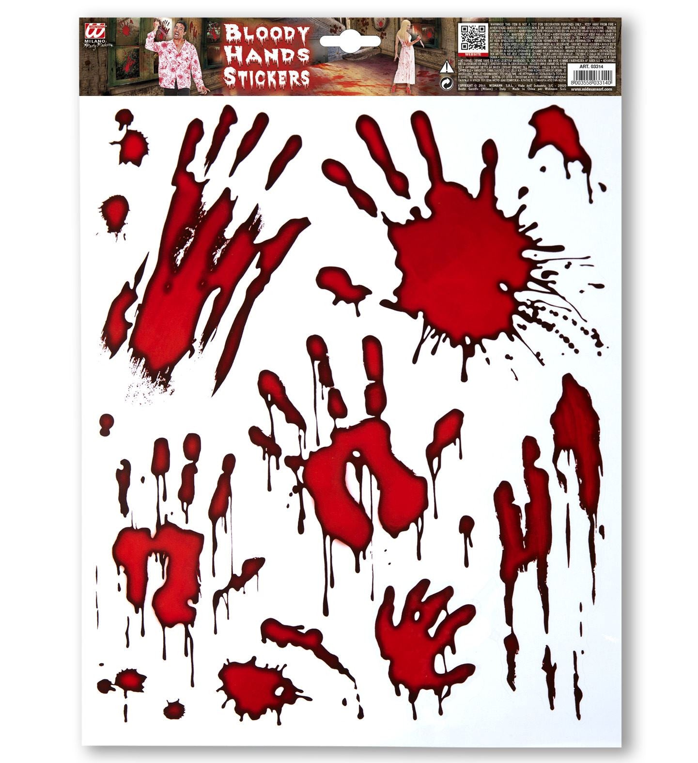 Huellas de Manos con Sangre Adhesivas para Decoración Decoración Halloween Widmann