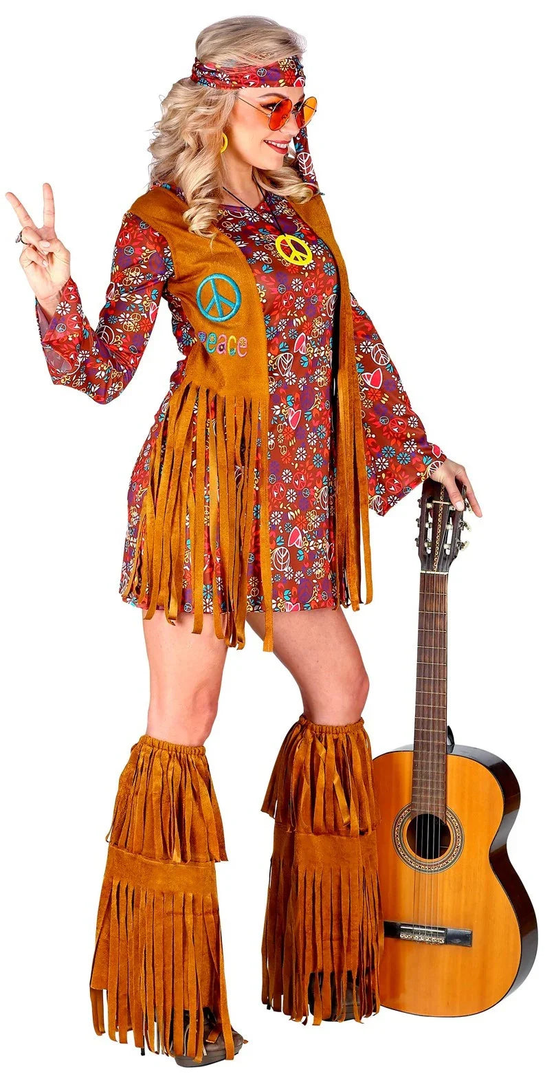 Disfraz de Hippie Corto con Flecos para Mujer Hippies Widmann