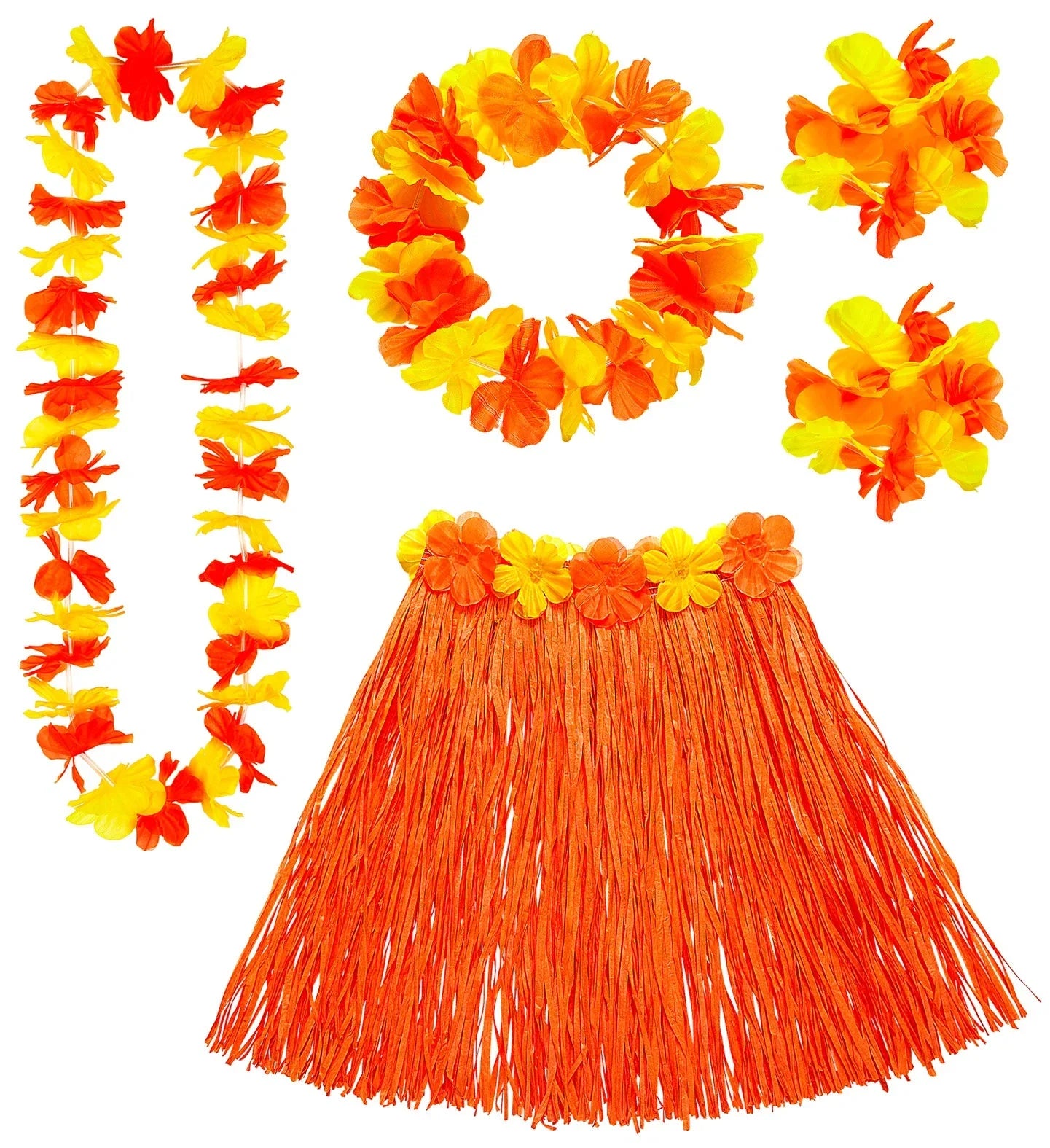Kit Hawaiano Amarillo y Naranja Complementos Hawaianos Widmann