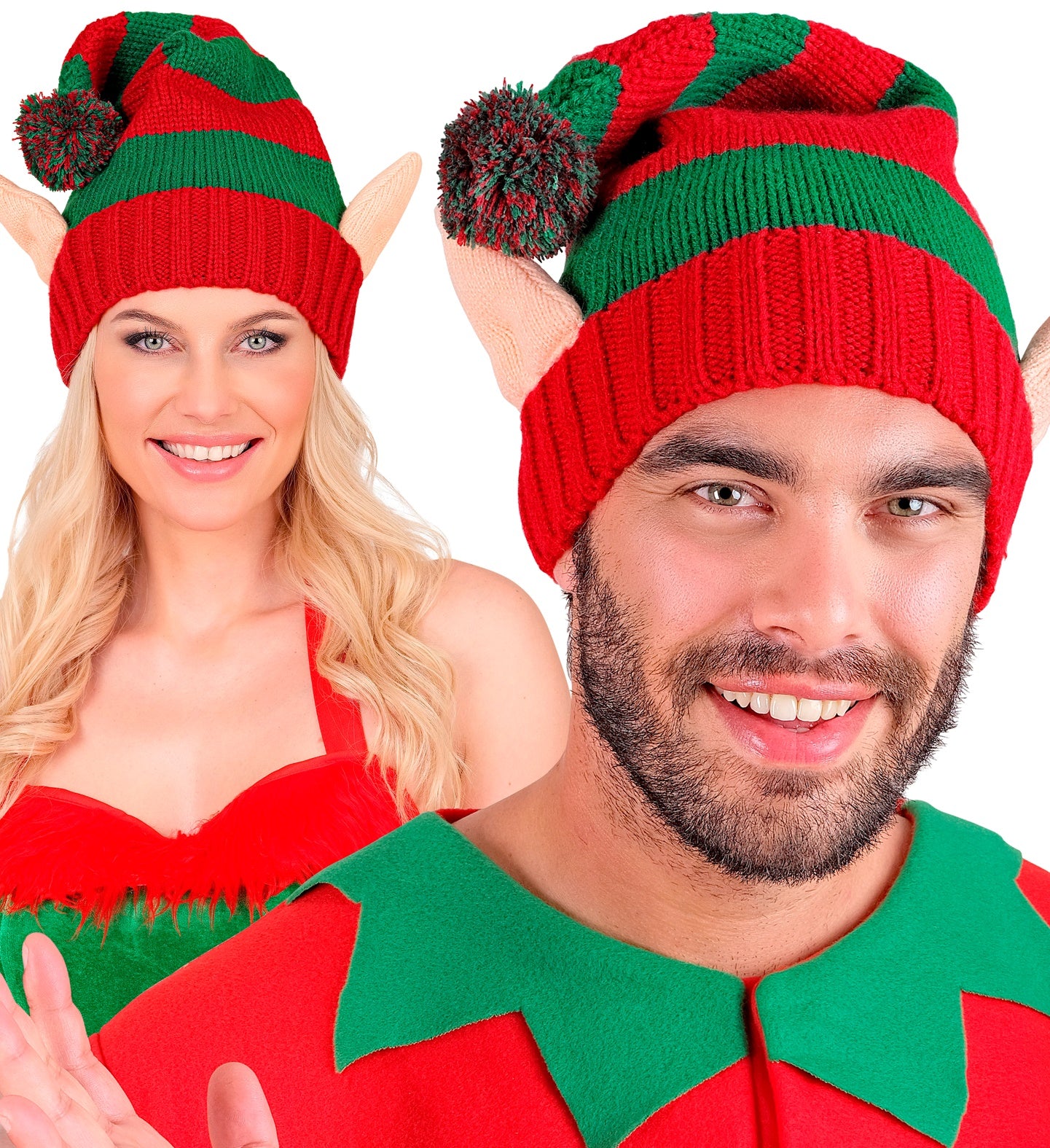 Sombrero Elfo Ayudante de Papá Noel de Punto