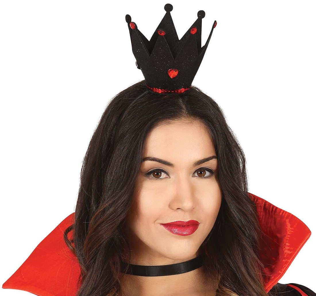 Diadema con Corona Negra de Reina de Corazones Coronas y Tiaras Guirca