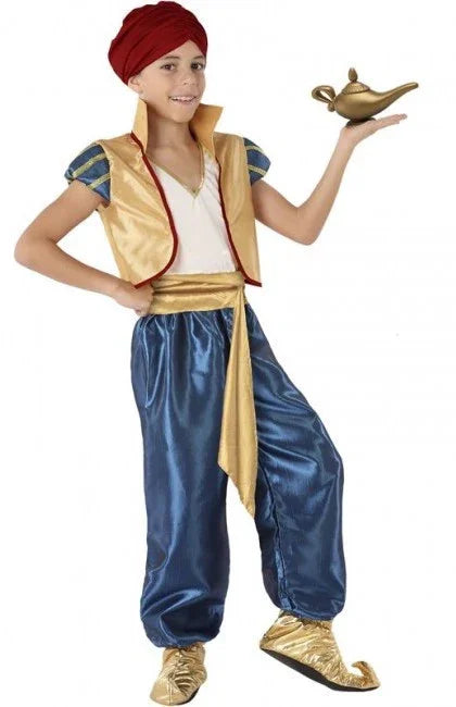 Disfraz de Aladín Dorado y Azul para Niño Árabes Infantiles Atosa