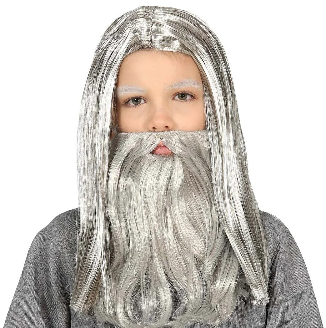 Peluca Gris con Barba Infantil Pelucas Canosas Guirca