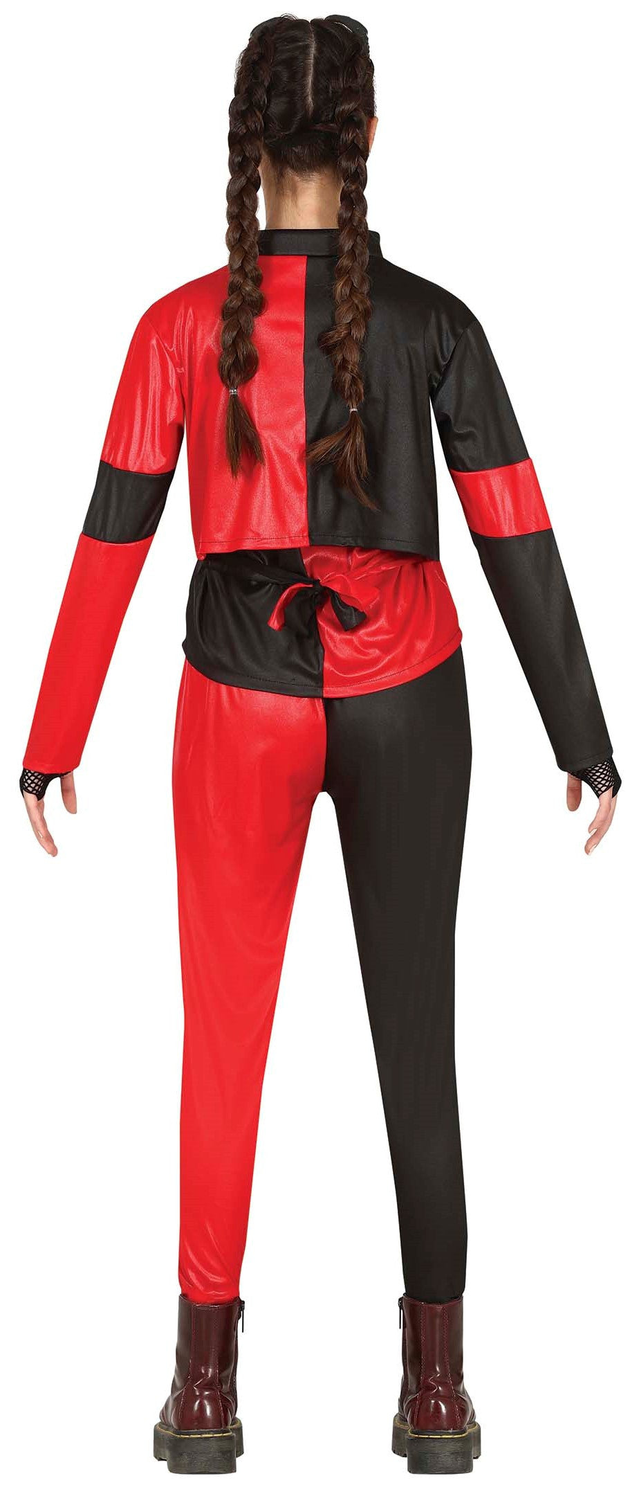 Disfraz de Harley Rebelde Roja y Negra para Niña Harley Quinn Guirca