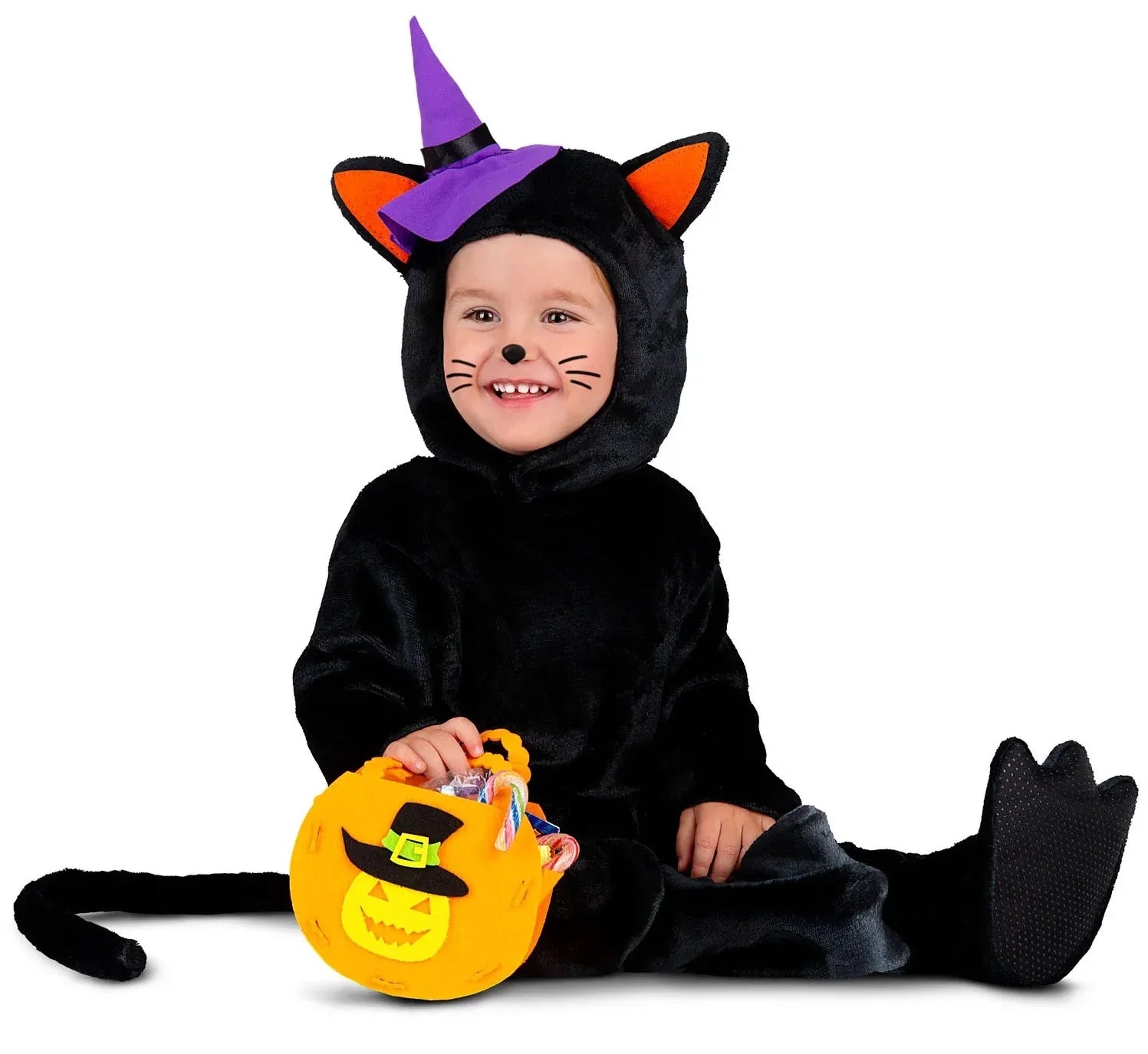 Disfraz de Gato Negro con Sombrero de Bruja Infantil Halloween Infantiles Viving