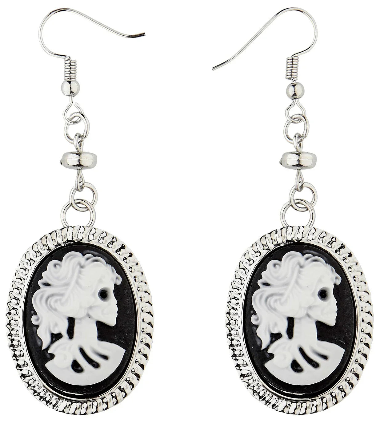Pendientes Cameo de Catrina Blancos y Negros Catrina Widmann