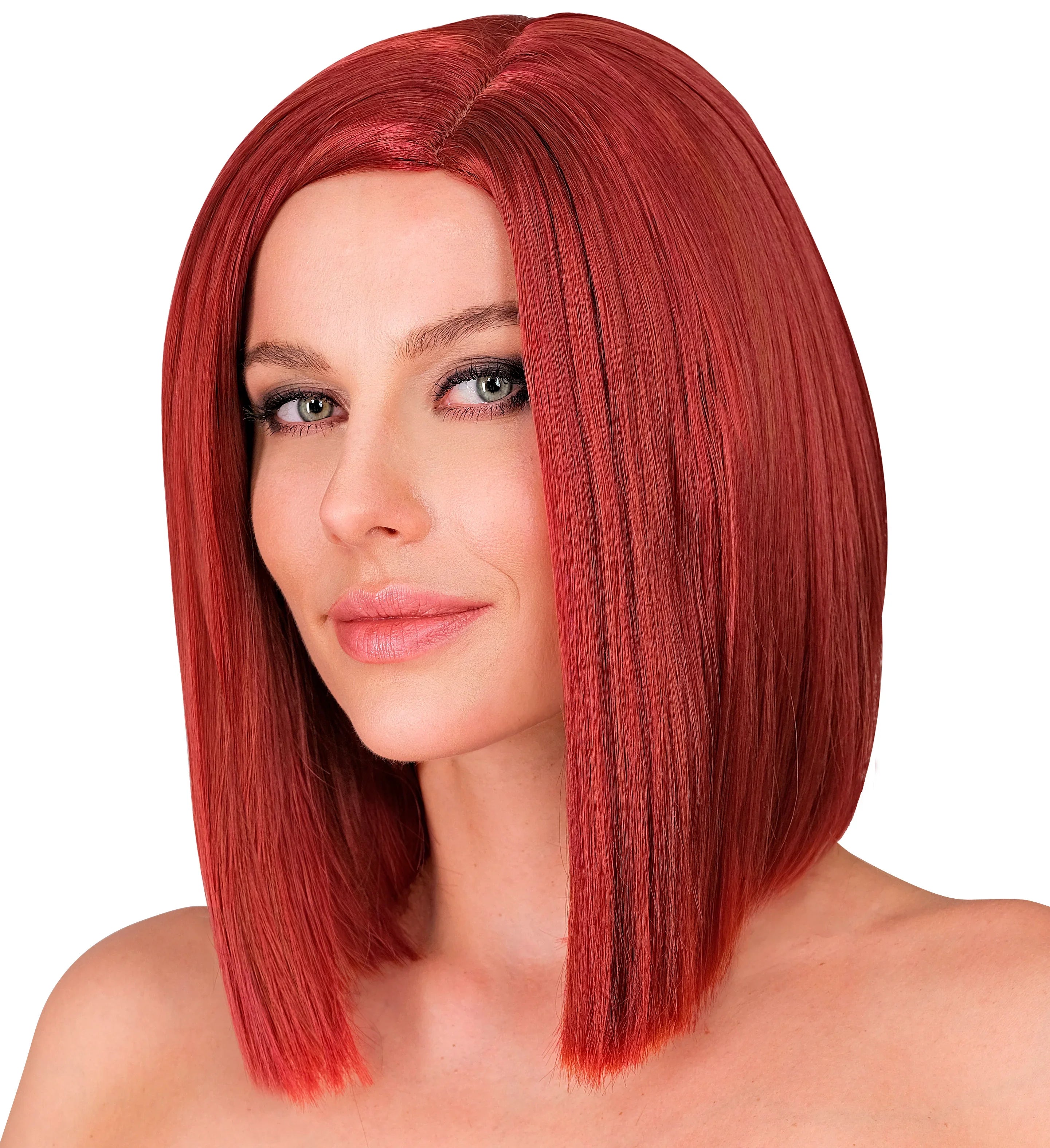 Peluca Caoba con Media Melena Recta y Pelo Liso Pelucas Pelirrojas Widmann