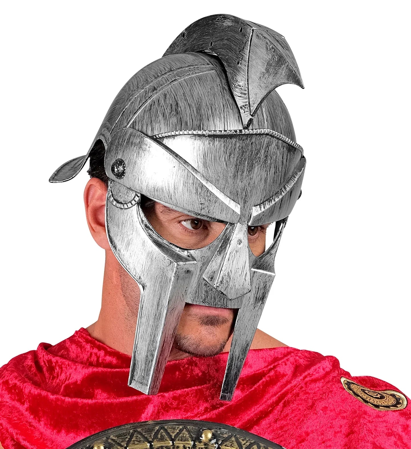 Casco de Gladiator Romano Plateado con Cresta Gladiador Widmann