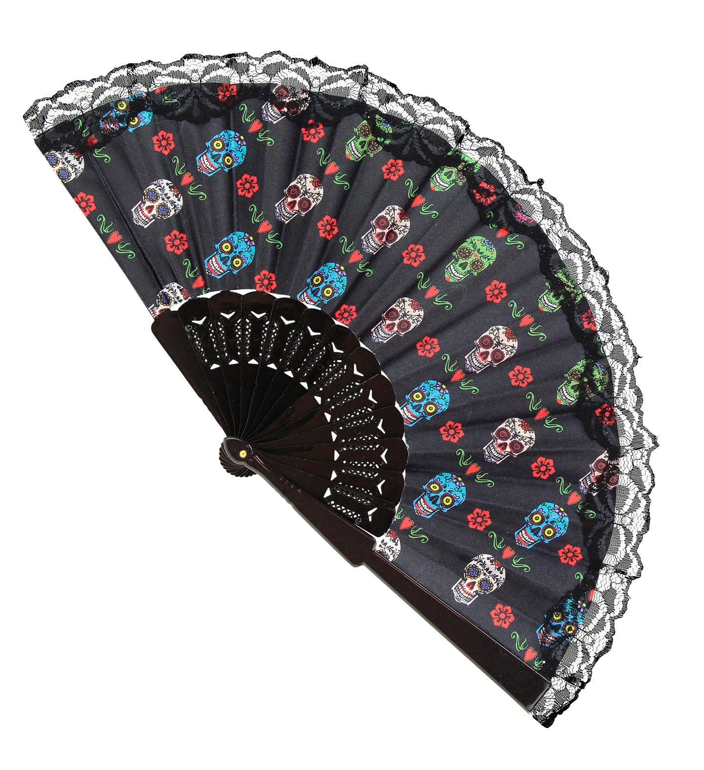 Abanico Día de los Muertos Negro Catrina Widmann