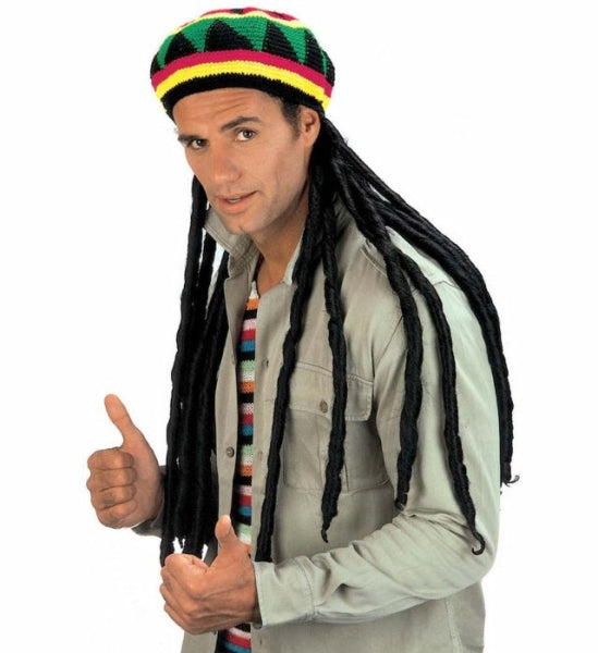 Gorro Jamaicano con Rastas Negras COMPLEMENTOS Widmann