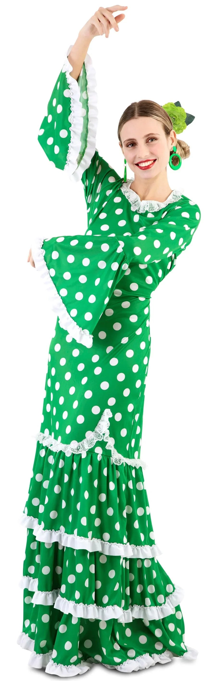 Disfraz de Flamenca Verde con Lunares para Mujer Sevillanas EuroCarnavales