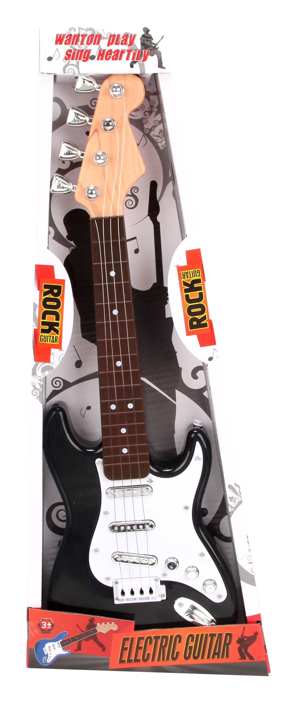 Guitarra Eléctrica Blanca y Negra Complementos Rockeros y Moteros EuroCarnavales