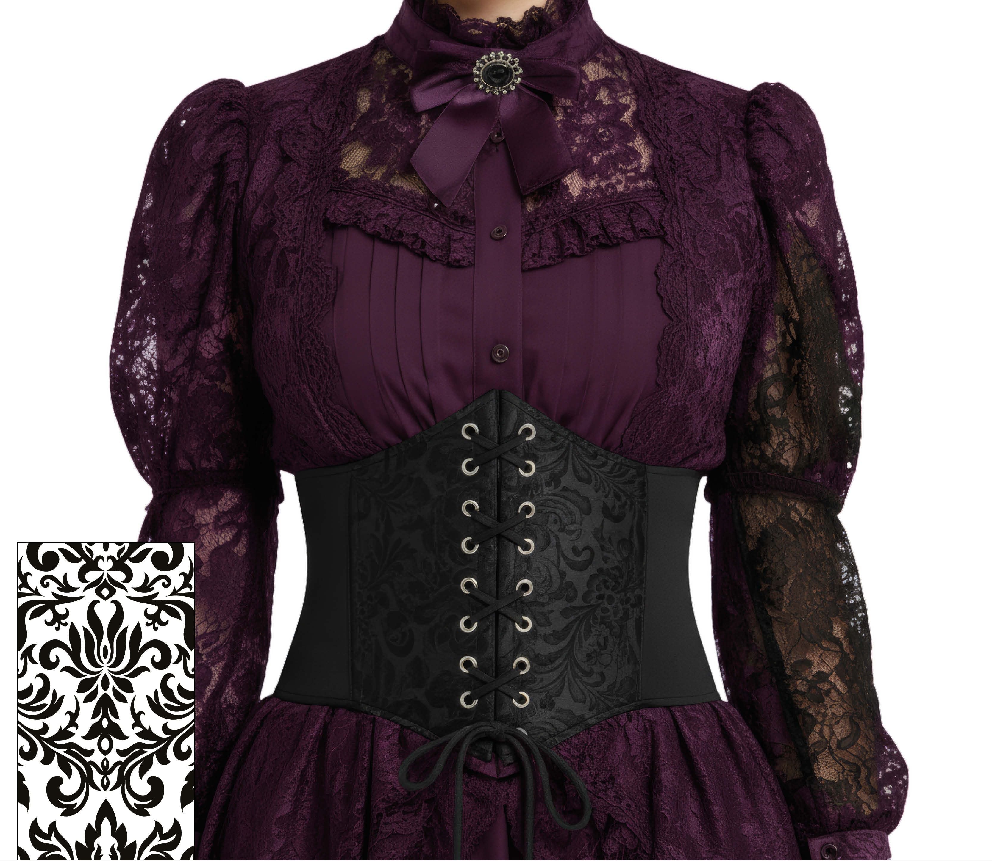 Corset Negro Brillante para Mujer